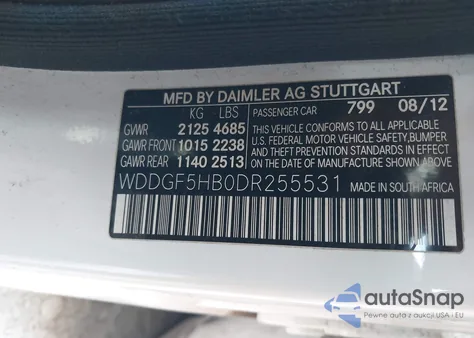 2013 Mercedes-Benz C 350 Sport z USA, uszkodzony, nr VIN WDDGF5HB0DR255531